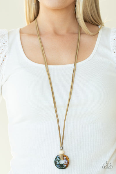 Primal Paradise - Brown Green Tan Suede necklace Paparrazi Accessories
