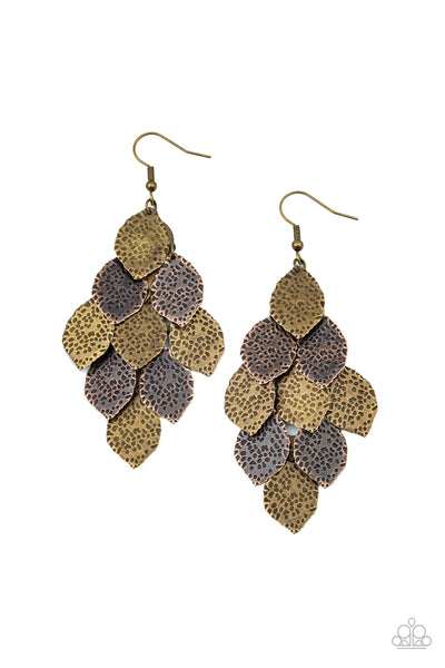 Loud and Leafy Multi Brass Copper Earring Paparazzi Accessories