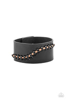 Every STITCH Way Black Brown Leather Bracelet Paparrazi Accessories