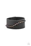 Every STITCH Way Black Brown Leather Bracelet Paparrazi Accessories