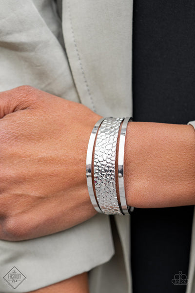 Jungle Jingle - Silver Cuff Bracelet Paparrazi Accessories FF 2/2021