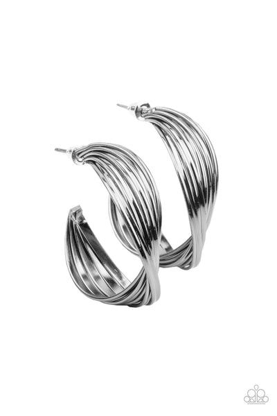 Curves In All The Right Places - Black Hoop Earrings Paparazzi Accessories