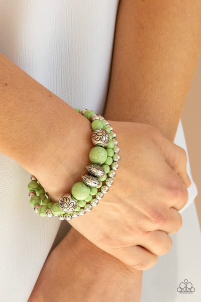 Desert Blossom - Green Stone Bracelets Paparrazi Accessories