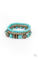 Desert Blossom - Brass Turquoise Bracelets Paparrazi Accessories