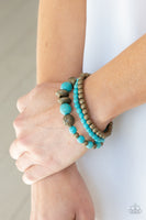 Desert Blossom - Brass Turquoise Bracelets Paparrazi Accessories