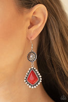 Country Cavalier - Red Silver Earrings Paparrazi Accessories