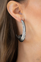 I Double FLARE You - Black Gunmetal Hoops earrings Paparrazi Accessories