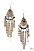 Floating on HEIR - Brass fringe earrings Paparrazi Accessories