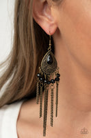 Floating on HEIR - Brass fringe earrings Paparrazi Accessories