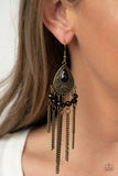 Floating on HEIR - Brass fringe earrings Paparrazi Accessories