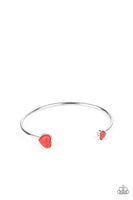 Romantically Rustic - Red Paparrazi accessories heart cuff bracelet silver