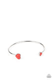 Romantically Rustic - Red Paparrazi accessories heart cuff bracelet silver