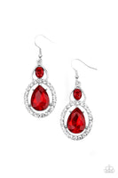 Double The Drama - Red Bling Earrings Paparrazi Accessories