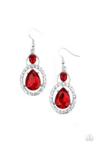 Double The Drama - Red Bling Earrings Paparrazi Accessories