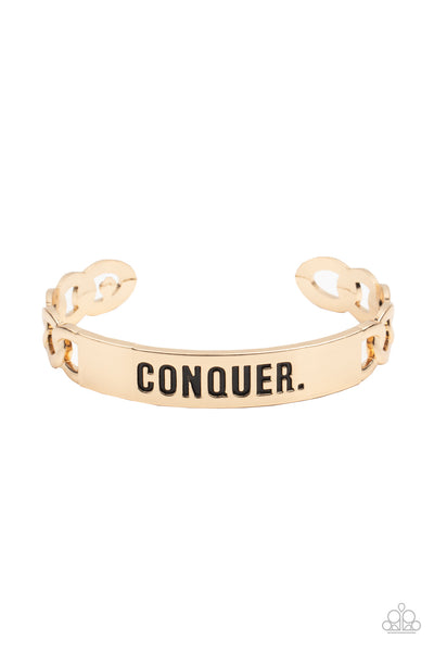 Conquer Your Fears Gold Chain Cuff Bracelet Paparazzi Accessories