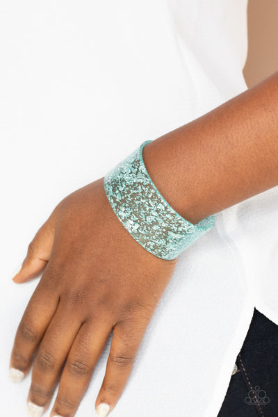 Snap, Crackle, Pop! - Blue Cuff Bracelet Paparrazi Accessories