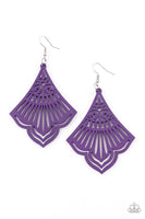 Eastern Escape - Purple Wooden Earrings Paparrazi Accessories