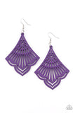 Eastern Escape - Purple Wooden Earrings Paparrazi Accessories