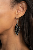 Flamboyant Foliage - Black Silver earrings Paparrazi Accessories
