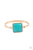 Turning a CORNERSTONE Gold Paparazzi Accessories Turquoise