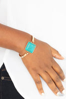 Turning a CORNERSTONE Gold Paparazzi Accessories Turquoise