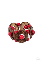 Island Adventure - Red Brown Wooden Bracelet Paparrazi Accessories