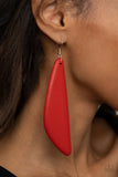Scuba Dream - Red Wooden Earrings Paparrazi Accessories