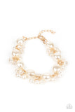 Imperfectly Perfect - Gold bracelet Paparrazi Accessories pearl