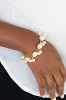 Imperfectly Perfect - Gold bracelet Paparrazi Accessories pearl