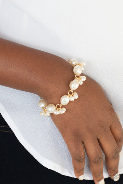 Imperfectly Perfect - Gold bracelet Paparrazi Accessories pearl