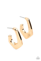 On The Hook - Gold Edgy Hoops earrings Paparrazi Accessories