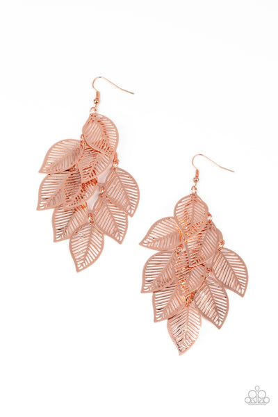 Limitlessly Leafy - Copper Leaf Earrings Paparrazi Accessories