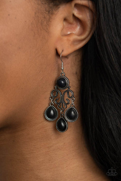 Canyon Chandelier - Black Earrings Paparrazi Accessories