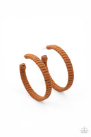 Suede Parade - Brown Hoop Earrings Paparazzi Accessories