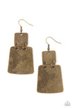 Tagging Along - Brass Earrings Paparrazi Accessories