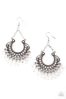 GLOW Down In Flames - White clear earrings Paparrazi Accessories
