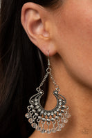 GLOW Down In Flames - White clear earrings Paparrazi Accessories