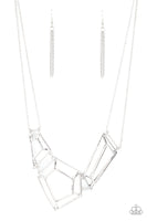 3-D Drama - Silver Necklace Paparazzi Accessories
