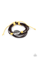 FROND and Center - Yellow brown leather bracelet urban Paparrazi Accessories