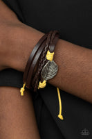 FROND and Center - Yellow brown leather bracelet urban Paparrazi Accessories