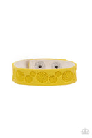 Follow The Wildflowers - Yellow Leather Bracelet Paparrazi Accessories
