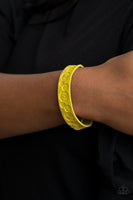 Follow The Wildflowers - Yellow Leather Bracelet Paparrazi Accessories