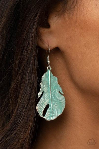 Heads QUILL Roll - Blue Feather Earrings Paparrazi Accessories