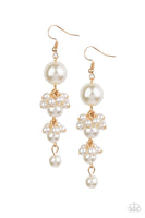 Ageless Applique - Gold Pearl Earrings Paparrazi Accessories