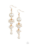 Ageless Applique - Gold Pearl Earrings Paparrazi Accessories