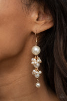 Ageless Applique - Gold Pearl Earrings Paparrazi Accessories
