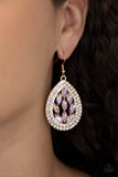 Encased Elegance - Gold Pink Bling Earrings Paparazzi Accessories