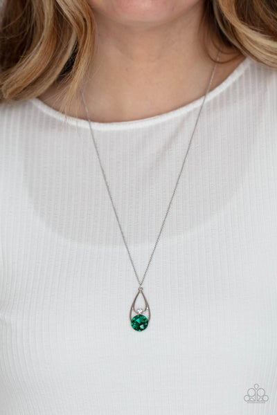 Gala Gleam - Green Bling Long Necklace Paparazzi Accessories