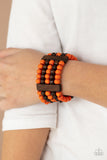 Caribbean Catwalk - Orange Wooden Bracelet Paparrazi Accessories