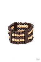 PAPARAZZI ACCESSORIES CARIBBEAN CATWALK BROWN WOOD BRACELET